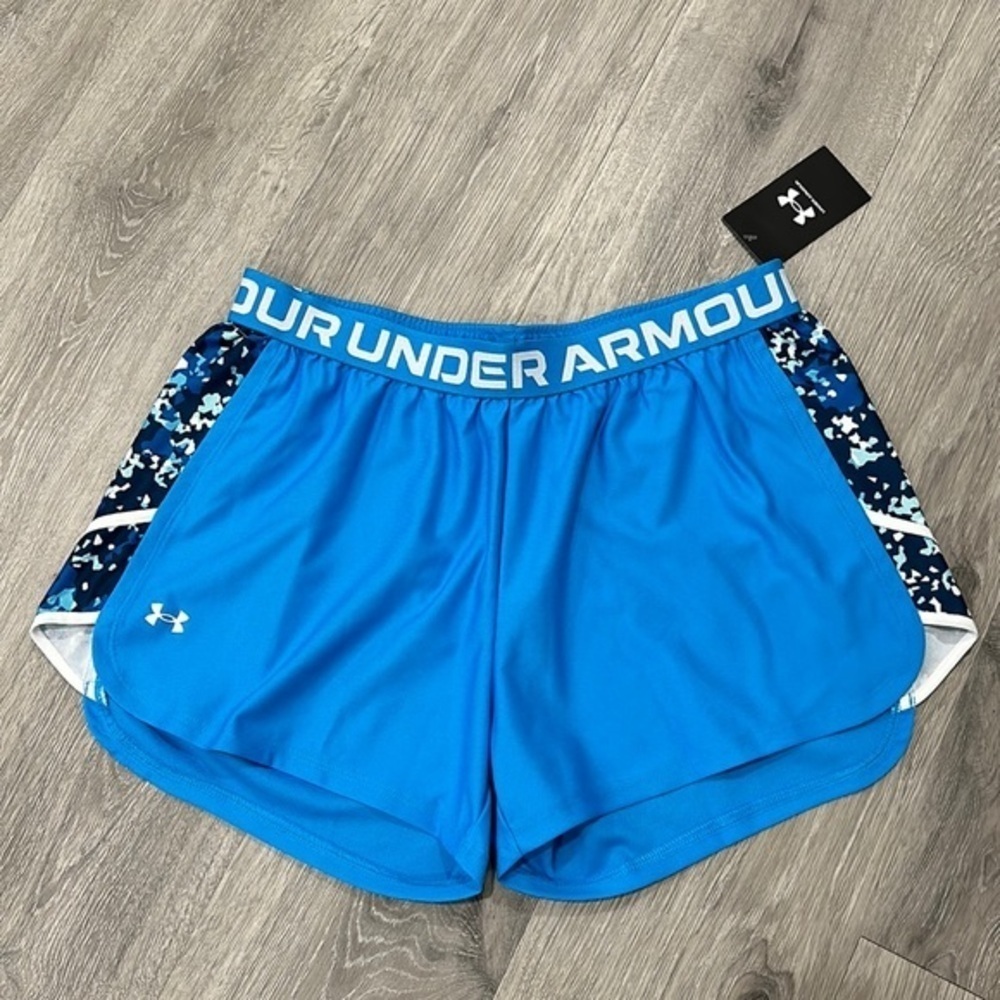 Under Armour UA Women’s Shorts Blue White Running Workout Gym Large